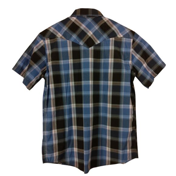 Coevals Club pearl snap shirt mens M Medium blue plaid western short sleeve - Picture 2 of 8